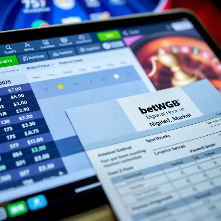 Mobile phone showing BetWGB app interface with Paystack withdrawal option